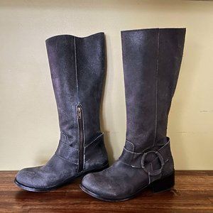 Patron by Perugia Rickey Womens Tall Gray Distressed Leather Boots_Size 7